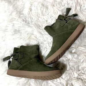 KOOLABURRA by UGG Skyller Suede Ankle Boots Green Tie Tassel Womens Size 5